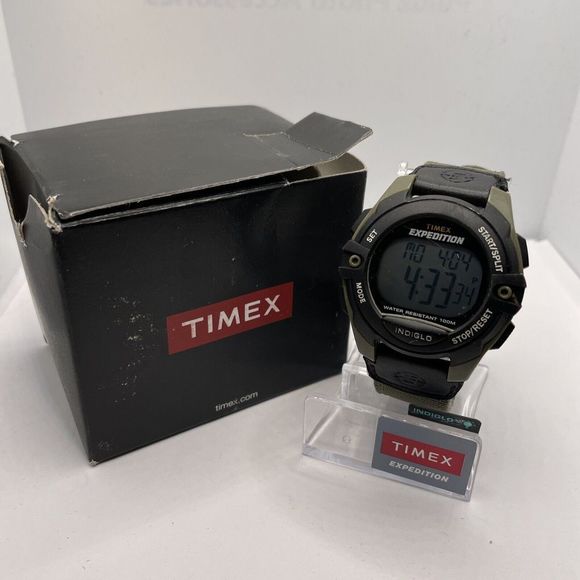 Timex Expedition T49993 Men's Green Nylon Digital Gray Dial Quartz Watch TMR30 - Picture 1 of 10